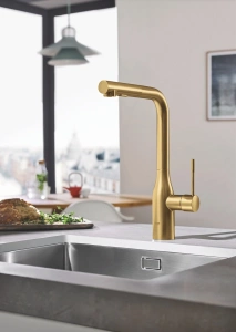 Смеситель для кухни GROHE Essence с вытяжным душем, холодный рассвет матовый (30270GN0)