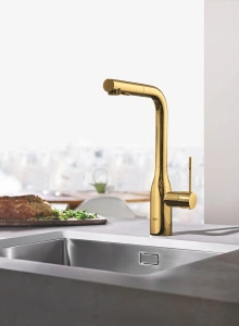 Смеситель для кухни GROHE Essence с вытяжным душем, холодный рассвет глянец (30270GL0)