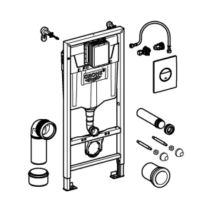 Система инсталляции GROHE Solido 3 в 1 для подвесного унитаза, хром (38832000)