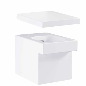 Унитаз напольный приставной GROHE Cube Ceramic с сиденьем с микролифтом, альпин-белый (NW0039)