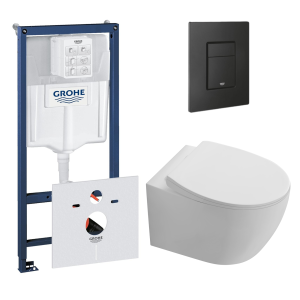 Комплект инсталляции GROHE Solido 38811KF0 с унитазом Aquatek СИРИУС AQ1582T-00 и сиденьем с микролифтом (NW0332)