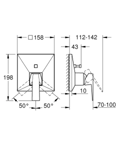 Внешняя часть смесителя для ванны GROHE Allure Brilliant скрытого монтажа на 2 потребителя, квадратная, хром (24279000)
