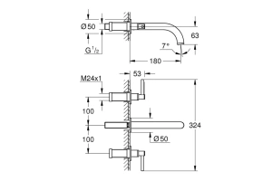 Внешняя часть смесителя для раковины GROHE Atrio на 3 отверстия, холодный рассвет глянец  (20169GL3)