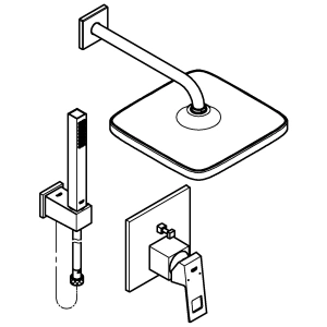 Душевая система GROHE Eurocube, с верхним душем Tempesta 250 Cube, хром (25239000)