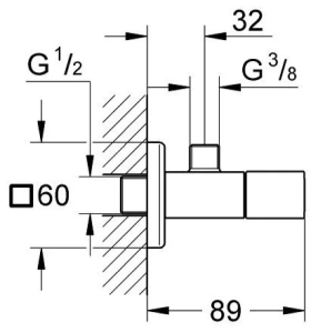 Угловой вентиль GROHE Universal Cube, 1/2"x3/8", суперсталь (22012DC0)
