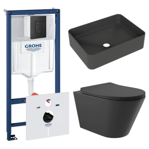 Комплект инсталляции GROHE Solido 38811KF0 с унитазом Aqueduto CONE CON0140 и раковиной Aqueduto ESPIRAL ESP0440 (NW0511)
