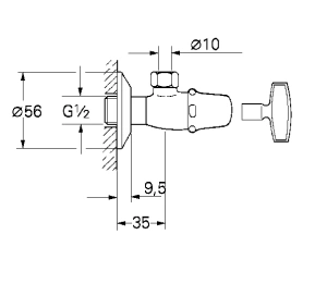 Вентиль угловой 1/2 дюйма GROHE Atlanta, хром (22917000)