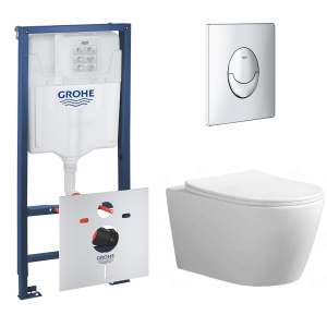 Комплект инсталляции GROHE Rapid SL 3 в 1 с унитазом Aquatek АУРА AQ1805T-00 и звукоизоляционным комплектом (NW0759)