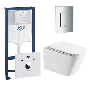 Комплект инсталляции GROHE Rapid SL 38775001 с унитазом Aquatek ЛИБРА AQ1505T-00 и сиденьем с микролифтом (NW0345)