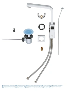 Смеситель для раковины GROHE Eurocube с донным клапаном и высоким изливом, хром (23135000)