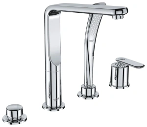 Смеситель для ванны GROHE Veris с душевым гарнитуром, на борт ванны, 4 отверстия, хром (19373000)