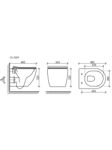 Подвесной унитаз Ceramicanova Форма безободковый, белый (CN3009)