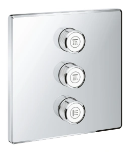 Внешняя часть переключателя потоков GROHE Grohtherm SmartControl на 3 положения, квадратная, хром (29127000)