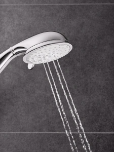 Душевой гарнитур GROHE Tempesta Rustic 100 с мыльницей, 4 режима струи, душевая штанга 600 мм, 9,5 л/мин, хром (27609001)