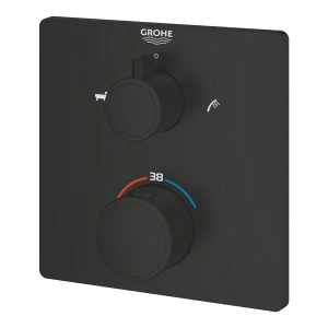 Внешняя часть термостата для ванны и душа GROHE Grohtherm с  переключателем на 2 положения, матовый чёрный (1022112430)