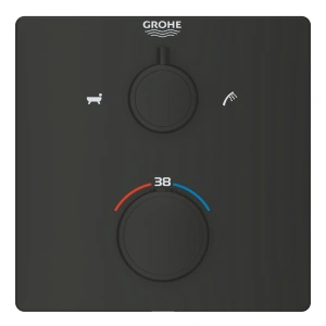 Внешняя часть термостата для ванны и душа GROHE Grohtherm с  переключателем на 2 положения, матовый чёрный (1022112430)