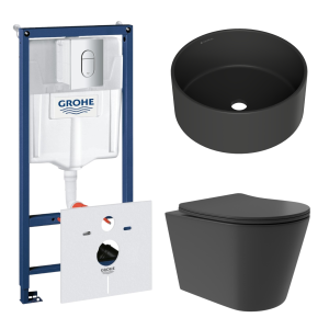 Комплект инсталляции GROHE Rapid SL NW0145/S с унитазом Aqueduto CONE Plus CONT0240 и раковиной Aqueduto ESPIRAL D400 ESP0140 (NW0417)