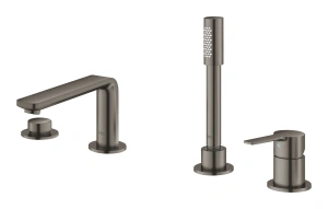 Смеситель для ванны GROHE Lineare на 4 отверстия, на край ванны, темный графит матовый (19577AL1)