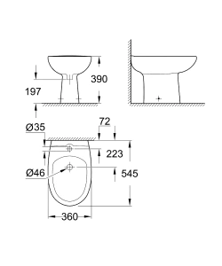 Биде напольное GROHE Bau Ceramic, альпин-белый (39432000)