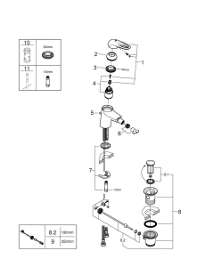 Смеситель для биде GROHE Eurostyle с донным клапаном, S-size, хром (33565003)
