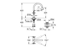 Смеситель для раковины GROHE Atrio, XL-size, суперсталь (21044DC3)