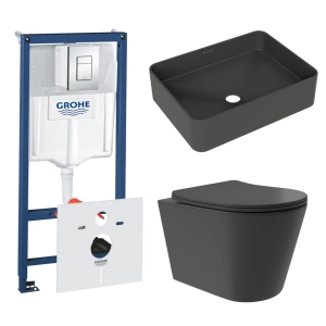 Комплект инсталляции GROHE Rapid SL 38775001 с унитазом Aqueduto CONE Plus CONT0240 и раковиной Aqueduto ESPIRAL ESP0440 (NW0494)