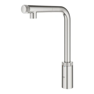 Смеситель для кухни GROHE Minta SmartControl с вытяжным L-изливом, суперсталь (31613DC0)