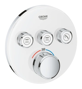 Внешняя часть термостата для ванны и душа GROHE Grohtherm SmartControl на 3 потребителя, белая луна (29904LS0)