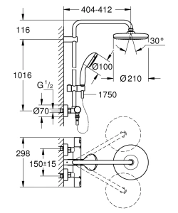 Душевая система GROHE Vitalio Start System 210 с термостатом для душа, хром (27960001)