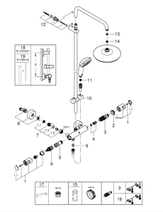 Душевая система GROHE Vitalio Start System 210 с термостатом для душа, хром (27960001)