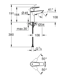 Смеситель для раковины GROHE BauEdge, M-size, хром (23904001)