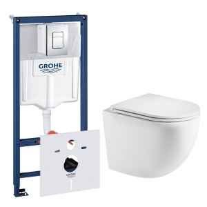 Комплект инсталляции GROHE Rapid SL 38775001 с унитазом AQUAme AQM2002MW и сиденьем с микролифтом (NW0310)