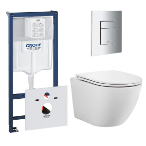 Комплект инсталляции GROHE 38775001 с унитазом Aquatek ЕВРОПА и сиденьем с микролифтом (NW0148)