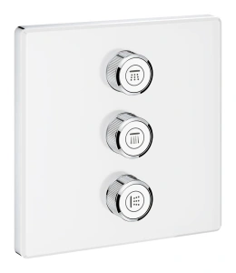 Внешняя часть переключателя потоков GROHE Grohtherm SmartControl на 3 положения, квадратная, белая луна (29158LS0)