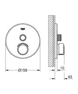 Внешняя часть смесителя для душа GROHE SmartControl круглая, на 1 потребителя, хром (29144000)
