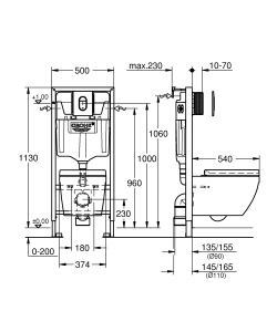Комплект инсталляции GROHE Solido 5 в 1 с подвесным унитазом Euro Ceramic и сиденьем (39536000)