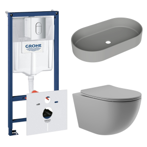 Комплект инсталляции GROHE Rapid SL NW0145/S с унитазом Aqueduto OVO OVO0130 и раковиной Aqueduto ESPIRAL ESP0230 (NW0441)