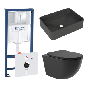Комплект инсталляции GROHE Rapid SL 38775001 с унитазом Aqueduto OVO OVO0140 и раковиной Aqueduto ESPIRAL ESP0440 (NW0502)