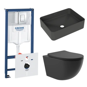 Комплект инсталляции GROHE Rapid SL 38775001 с унитазом Aqueduto OVO OVO0140 и раковиной Aqueduto ESPIRAL ESP0440 (NW0502)