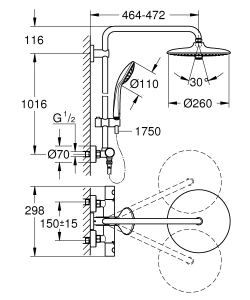 Душевая система GROHE Euphoria System 260 с термостатом для душа, хром (27615001)
