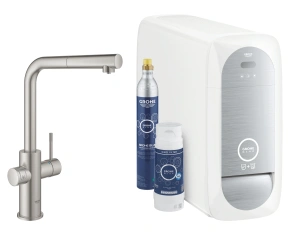 Смеситель для кухонной мойки GROHE Blue Home с системой фильтрации, охлаждения и газирования воды, Wi-Fi, суперсталь (31539DC0)