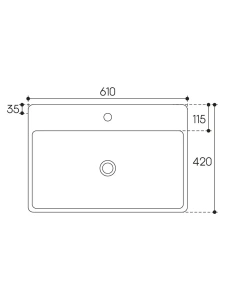 Раковина накладная Aqueduto ESPIRAL, прямоугольная, белый глянцевый (ESP0510))