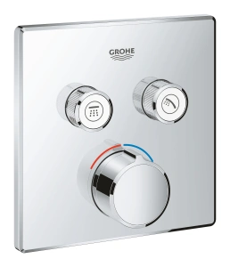 Внешняя часть смесителя для ванны и душа GROHE SmartControl квадратная, на 2 потребителя, хром (29148000)