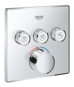 Внешняя часть смесителя для ванны и душа GROHE SmartControl квадратная, на 3 потребителя, хром (29149000)
