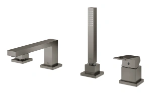 Смеситель для ванны GROHE Eurocube на 4 отверстия, на край ванны, темный графит матовый (19897AL1)