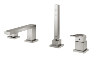Смеситель для ванны GROHE Eurocube на 4 отверстия, на край ванны, суперсталь (19897DC1)