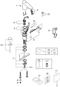 Смеситель для раковины GROHE Europlus E инфракрасный, хром (36207001)