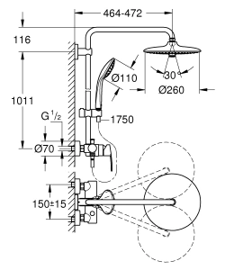 Душевая система GROHE Euphoria System 260 со смесителем для душа, хром (27473001)
