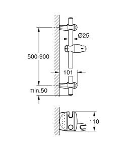 Душевая штанга GROHE Movario, велюровый хром (28398RR0)