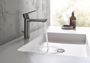 Смеситель для раковины GROHE Lineare с донным клапаном, S-Size, темный графит матовый (32114AL1)